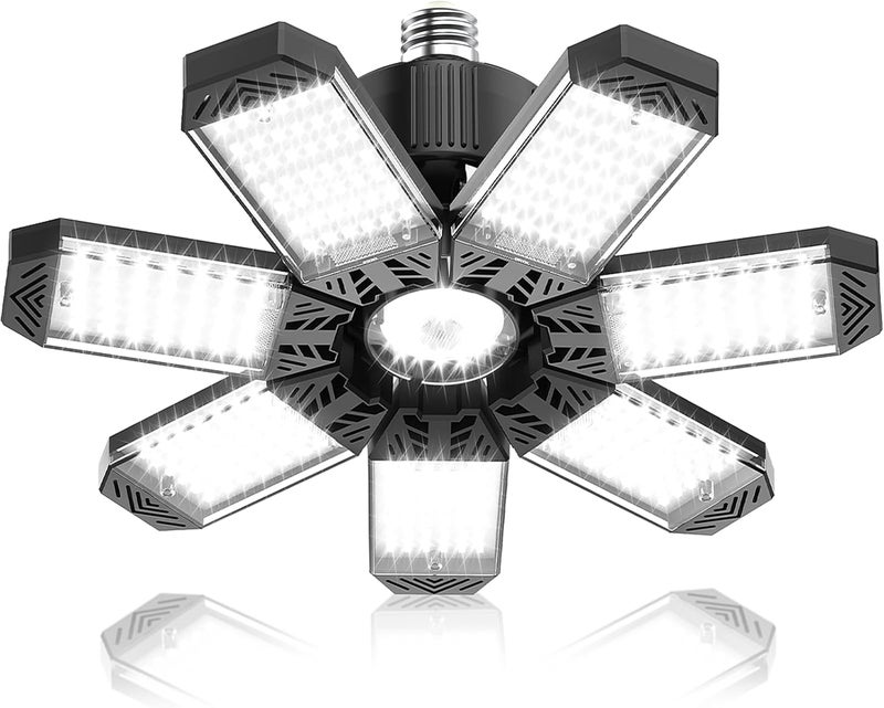 HAPYLUMI Garage Light 200W, Super Bright 20000LM Garage Lights Ceiling Led with 7 Adjustable Panels 6500K Shop Led Screw in E26/E27 Bulb Socket for Workshop Basement Barn Attic Bay Lighting - Image 1